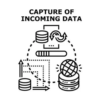 Data capture processing storage and global exchange concept 스톡 일러스트