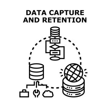 Data capture retention process and global database management Illustrazione stock