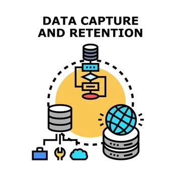 Data capture retention process and global database management Illustrazione stock
