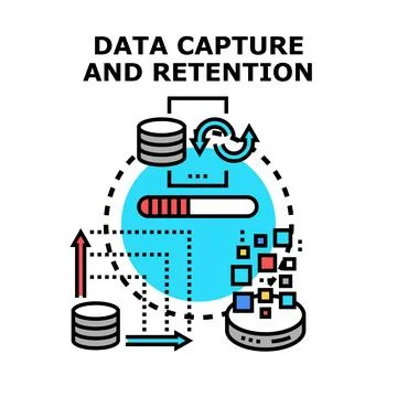 Data capture, storage, processing, and retention concept Stock Illustration
