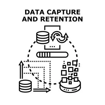 Data capture, storage, processing, and retention concept Stockillustratie