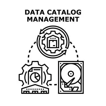 Data catalog management organizing digital information Stock Illustration