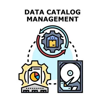 Data catalog management organizing digital information Stock Illustration