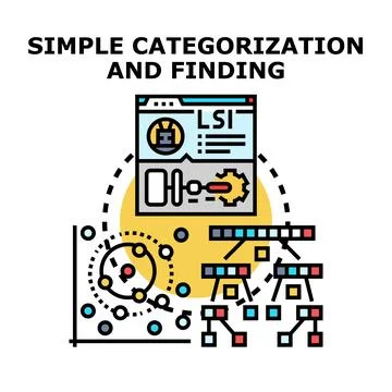 Data categorization and finding process illustration Stock Illustration