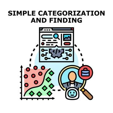 Data categorization finding information and machine learning concept 스톡 일러스트