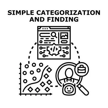 Data categorization finding information and machine learning concept Stock Illustration