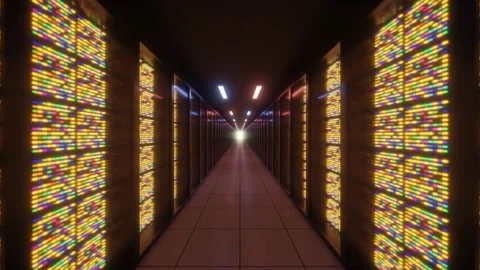 Data Center 3d looping background. Cloud computing futuristic 4k animation Video stock 170857745