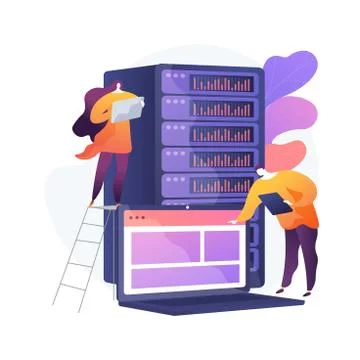 Data center abstract concept vector illustration. Illustrazione stock