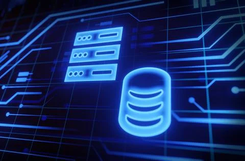 Data center. abstract digital warehouse. Server room of clouds computing tech Stock-Illustration