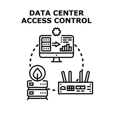 Data center access control system protecting cyber network Stock Illustration