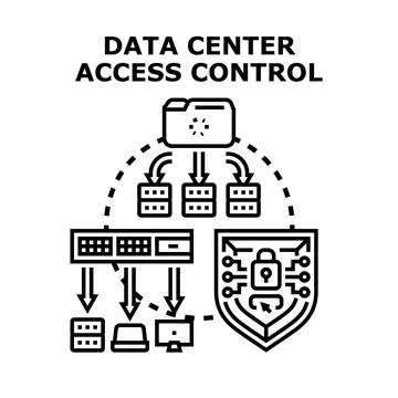 Data center access control system security network Stock Illustration