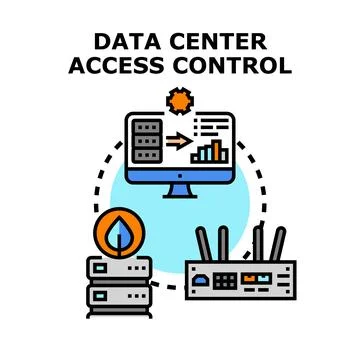 Data center access control system protecting cyber network Stock Illustration