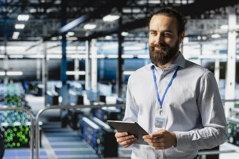 Data center admin doing infrastructure AI deep learning automatization 스톡 사진