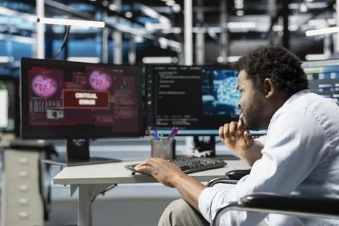 Data center admin troubled by error received while using artificial intelligence Foto stock