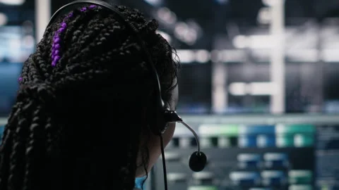 Data center admin using AI assistant to provide user technical support Stock Footage 313635049