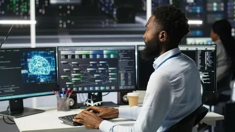 Data center admin using artificial intelligence neural network models Foto stock