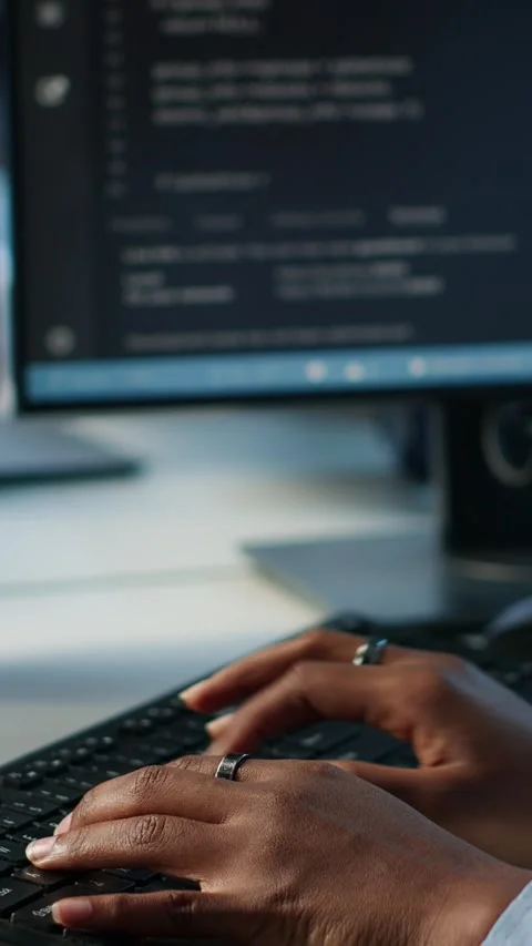 Data center admin using PC to find misconfigurations Stock Footage 319568340