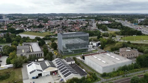 Data center aerial drone video, AI infrastructure, cloud computing, storage Stock Footage 321128681