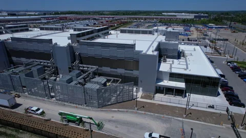 Data center aerial view, cloud storage infrastructure, big data server and .. Stock Footage 336512127