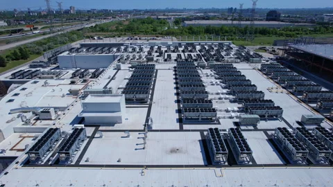 Data center aerial view, cloud storage infrastructure, big data server and .. Stock Footage 336512313
