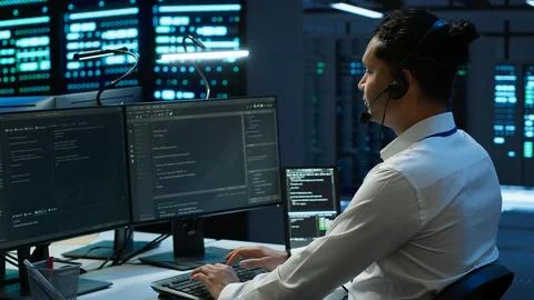 Data center agent providing logistics support to businesses Foto stock