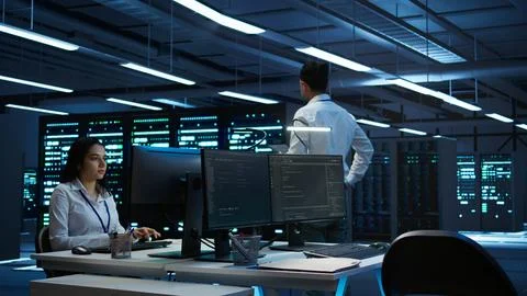 Data center agent providing logistics support to businesses Foto stock