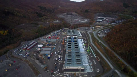 Data center for AI artificial intelligence uses green energy - Stargate Norway Stock Footage 346714451
