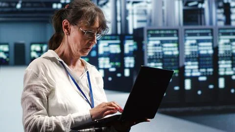 Data center with AI mainframes Stock Photos