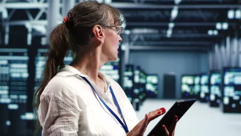 Data center with AI server rows Stock Footage 247902729