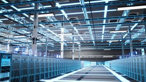 Data center AI supercomputers used for quantum computing 库存照片