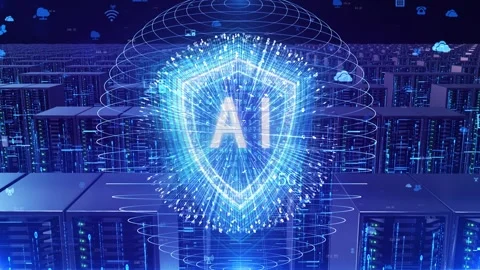 Data Center and AI Cybersecurity Stock Footage 340250375