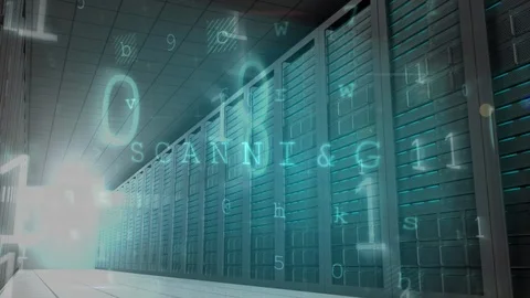 Data center and binary codes Stock Footage 107398640
