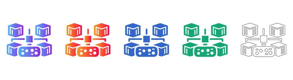 Data Center and Computing Network Icons Stockillustratie