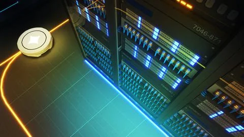 Data Center and Data Connectivity Technology,Shot of Data Center With Multipl Stock Illustration