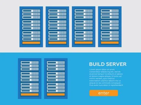 Data center and hosting banners set. Network internet database . Data center Illustrazione stock