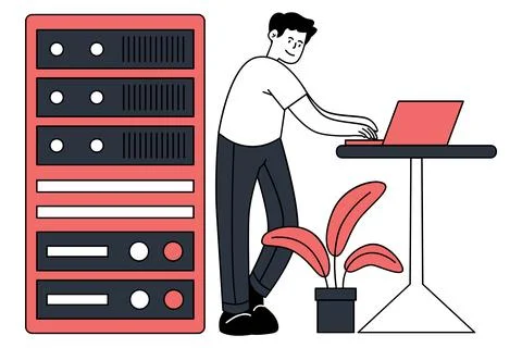 Data Center and Physical Server Infrastructure Stock Illustration