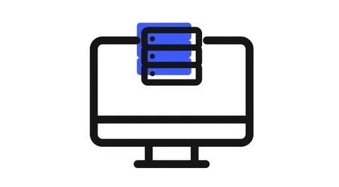 Data center and server infrastructure icon Stock Illustration