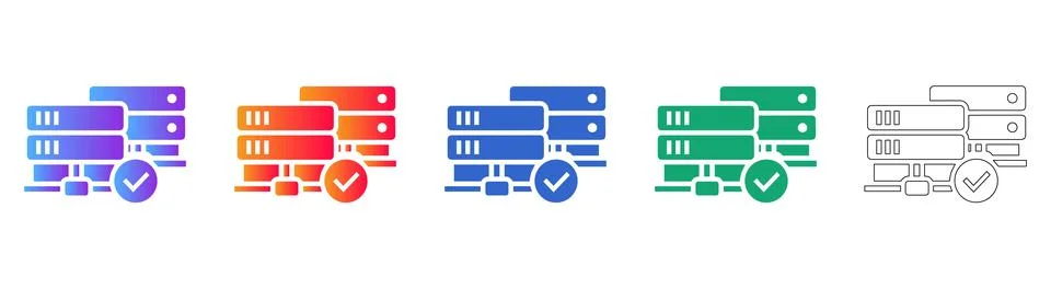 Data Center and Server Management Icons Stock Illustration