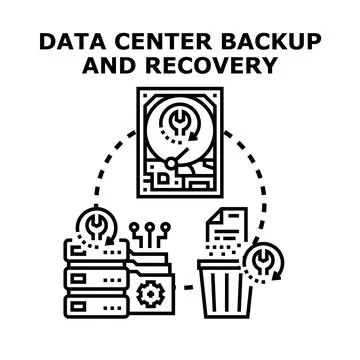 Data center backup and recovery system optimizing information Stock Illustration