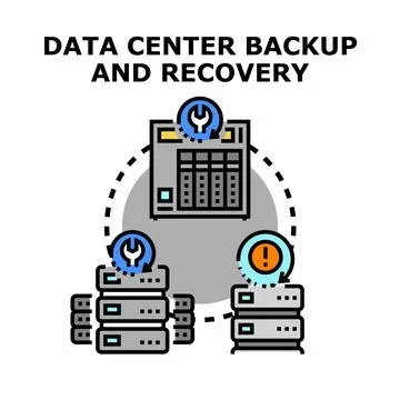 Data center backup and recovery operations protecting information Stock Illustration