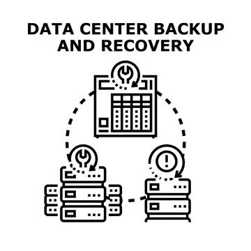 Data center backup and recovery operations protecting information Stock Illustration