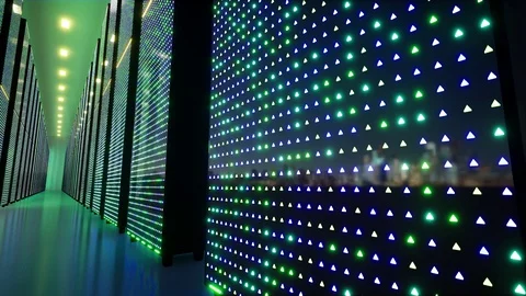 Data center. Blue information technology. Internet technology. Data secure Stock Footage 129903430