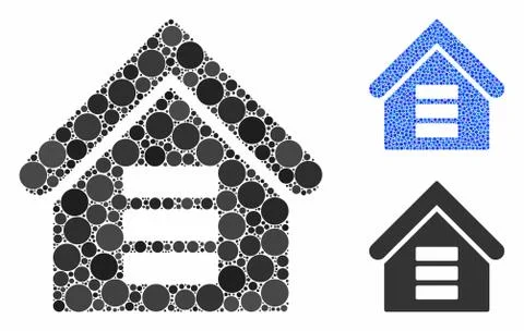 Data Center Building Composition Icon of Circles 스톡 일러스트