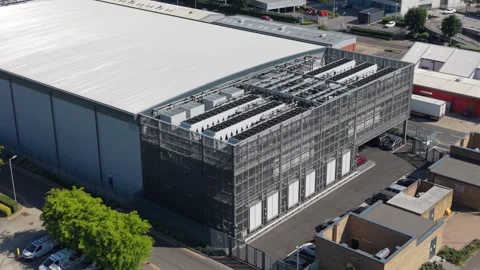 Data Center Building Exterior Aerial View Daytime Stock Footage 337528005