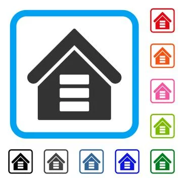 Data Center Building Framed Icon Stock Illustration