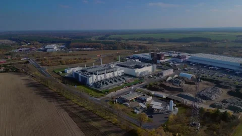 Data center building global cloud ai computing. Lovely aerial view flight drone Stock Footage 321392203