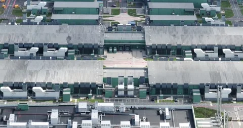 Data center building, infrastructure for information technology, details of Stock Footage 284519969