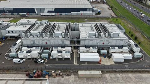 Data center building processing information for cloud computing Fotos Stock