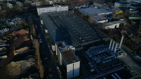 Data center building server cooling infrastructure. Lovely aerial view drone Stock Footage 324818217