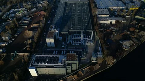 Data center building server cooling infrastructure. Great aerial view drone Stock Footage 324818233